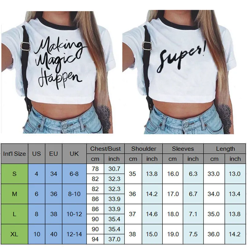 Ladies causal text killin it calvin super magic crop tshirt tops