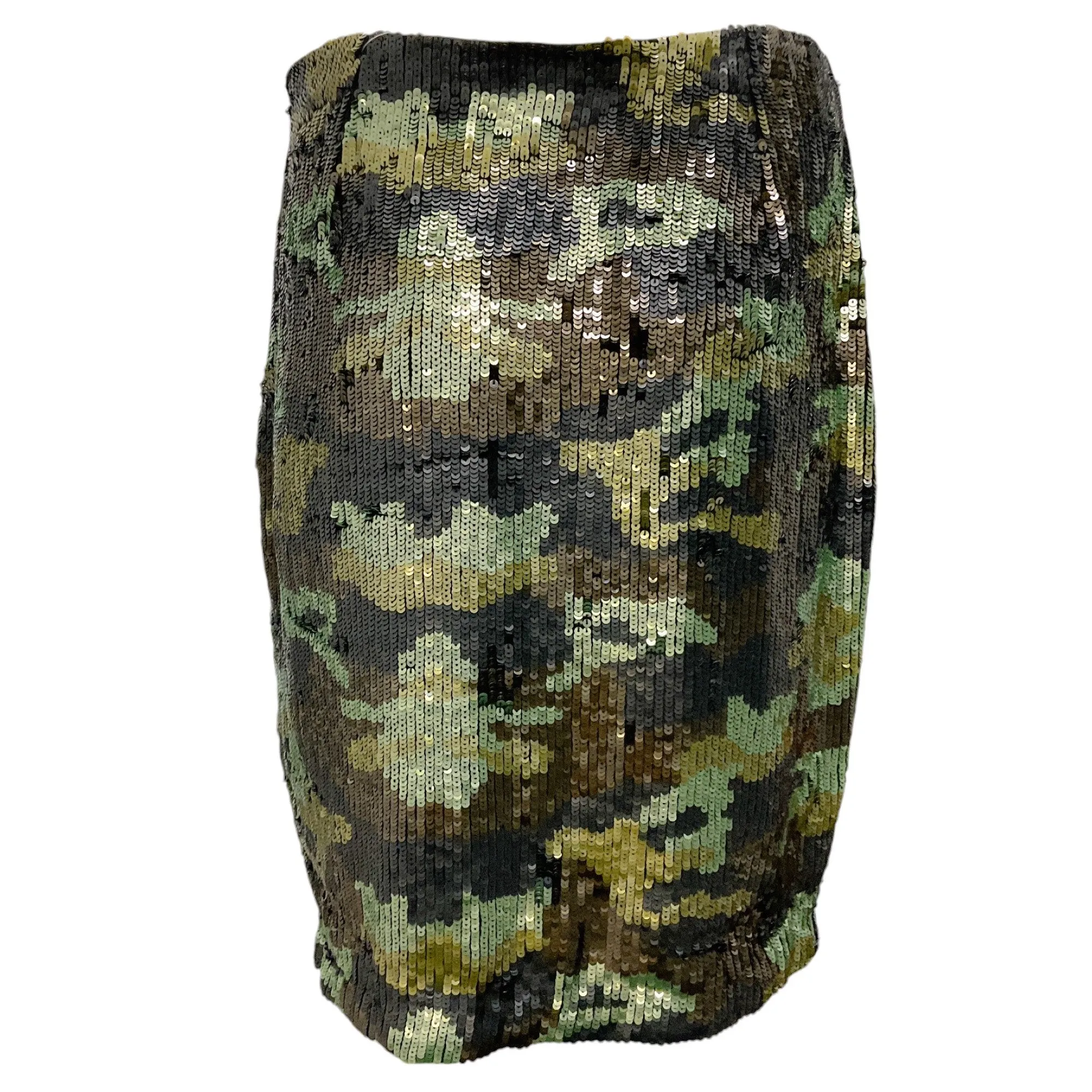 L'Agence Olive Green Phoebe Sequined Camo Skirt