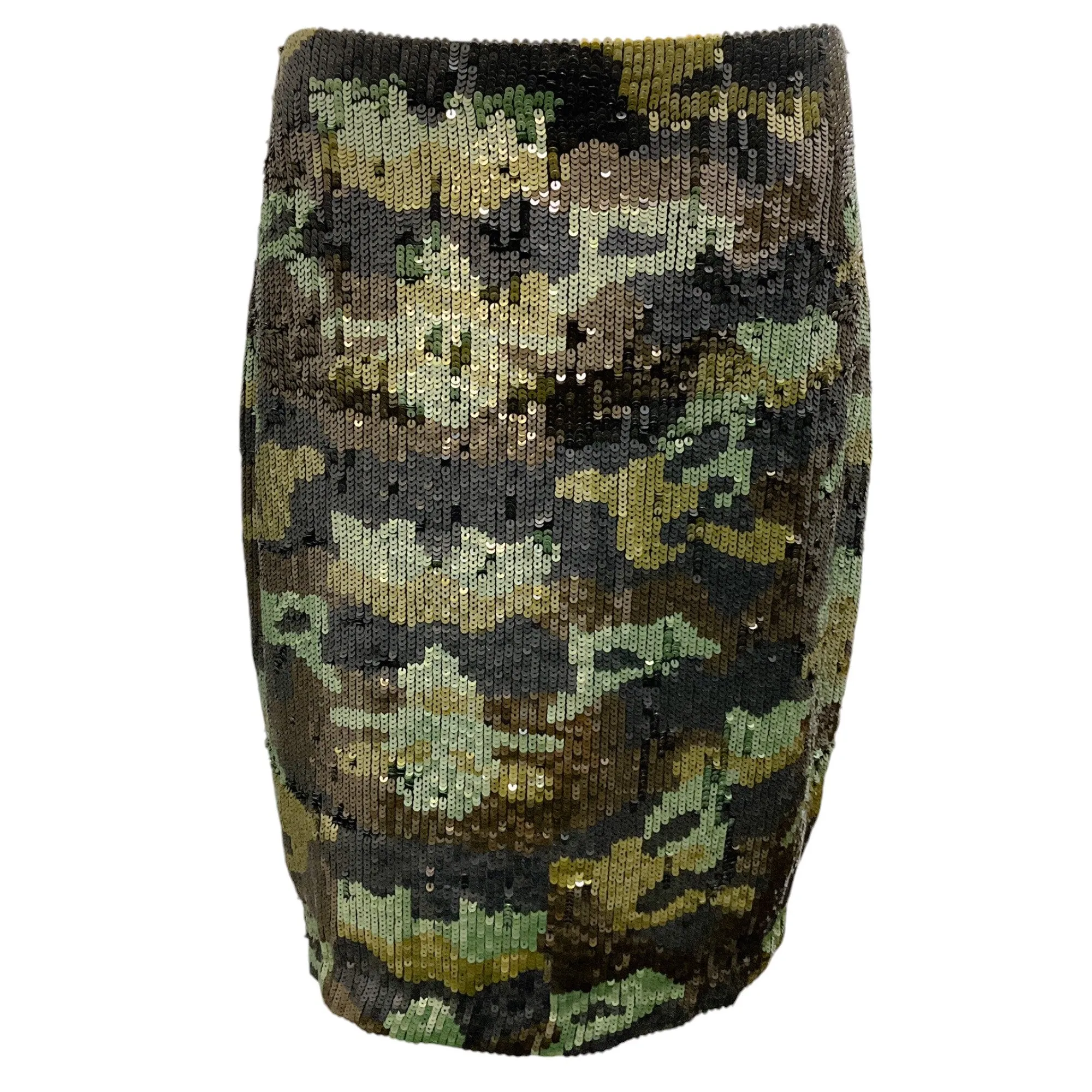 L'Agence Olive Green Phoebe Sequined Camo Skirt