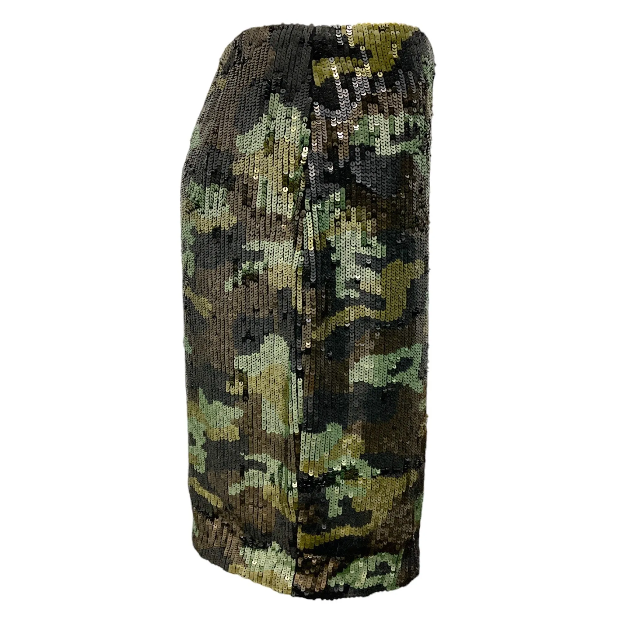 L'Agence Olive Green Phoebe Sequined Camo Skirt