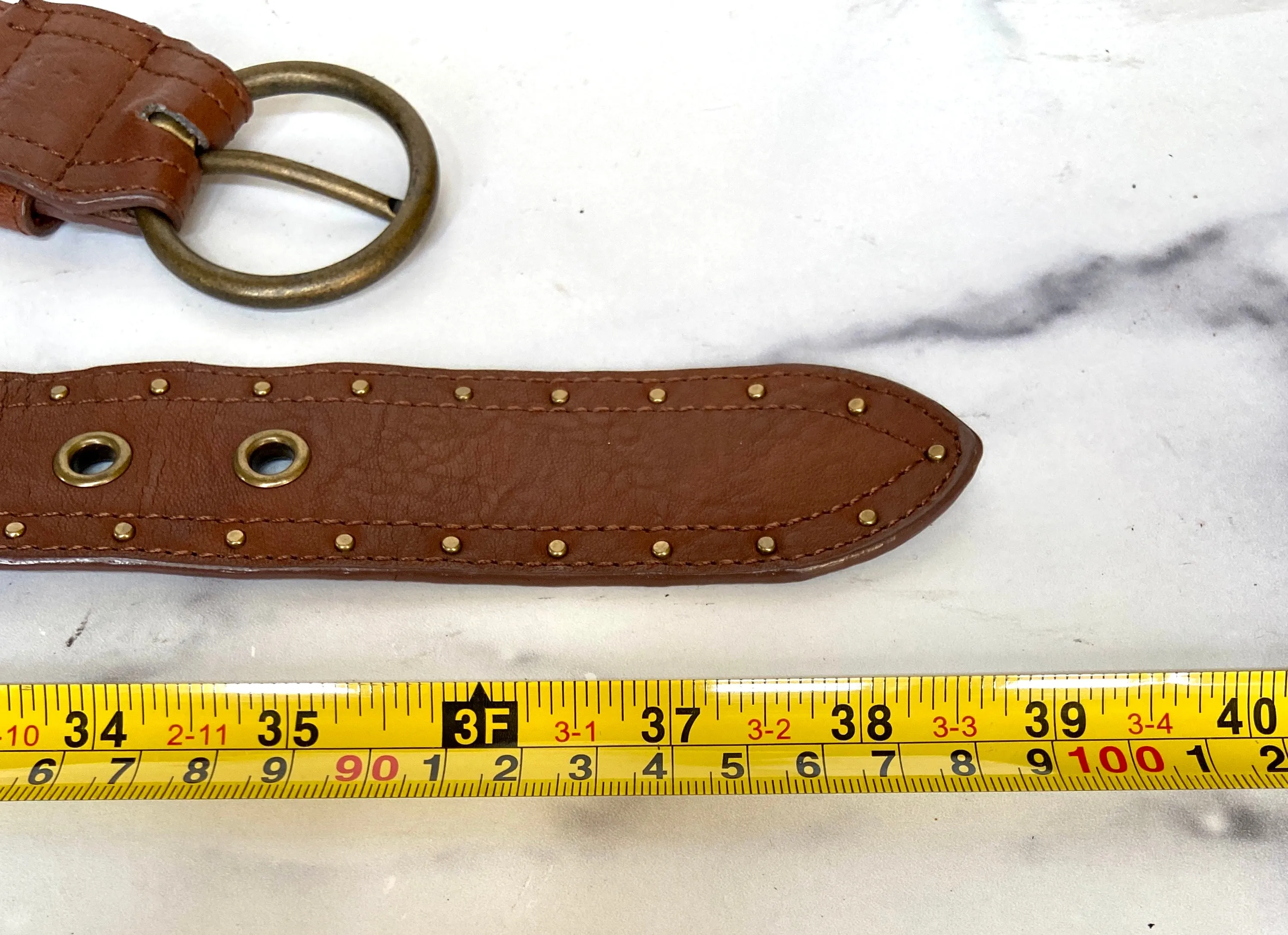 Leather brown waist belt