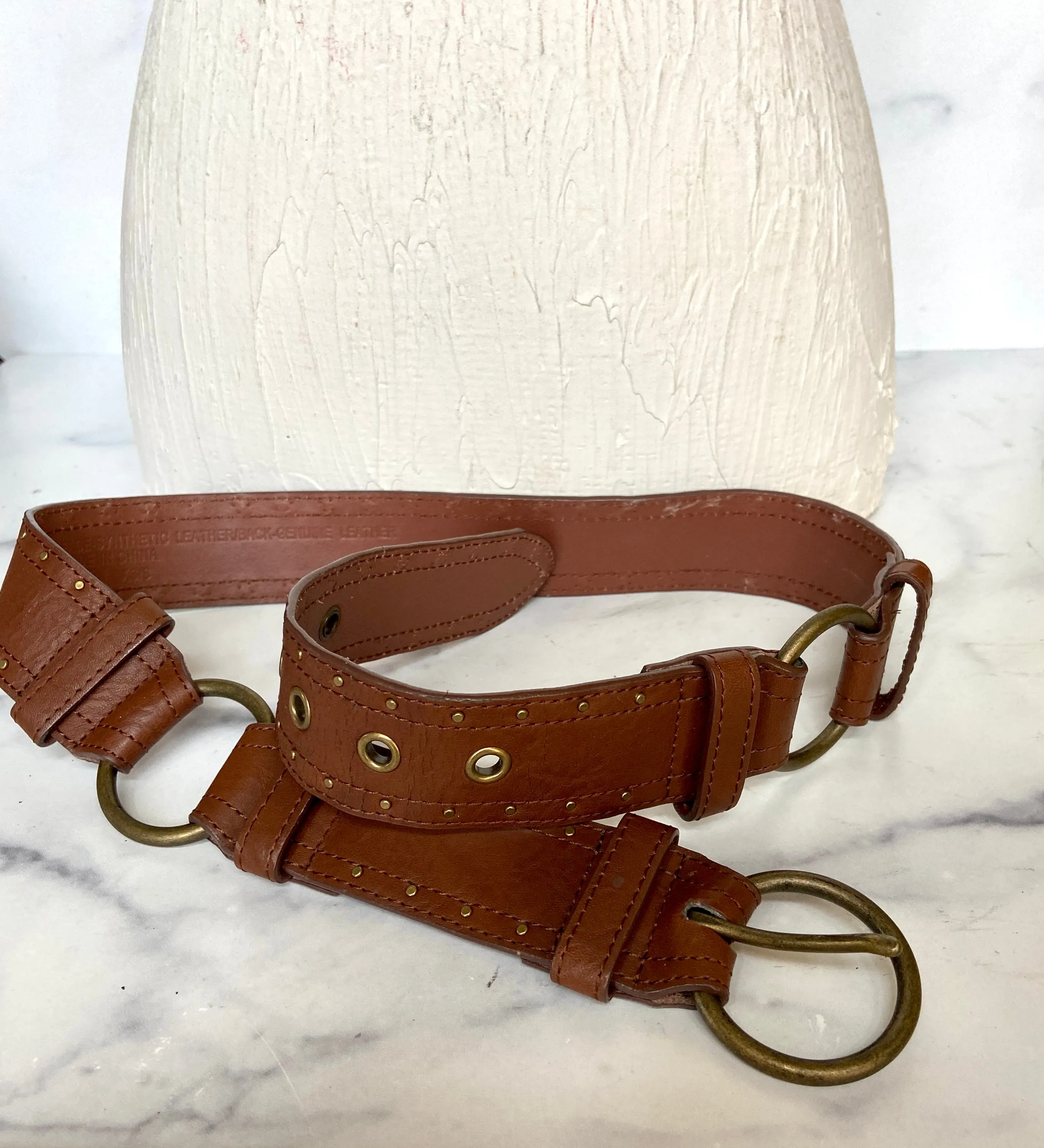 Leather brown waist belt