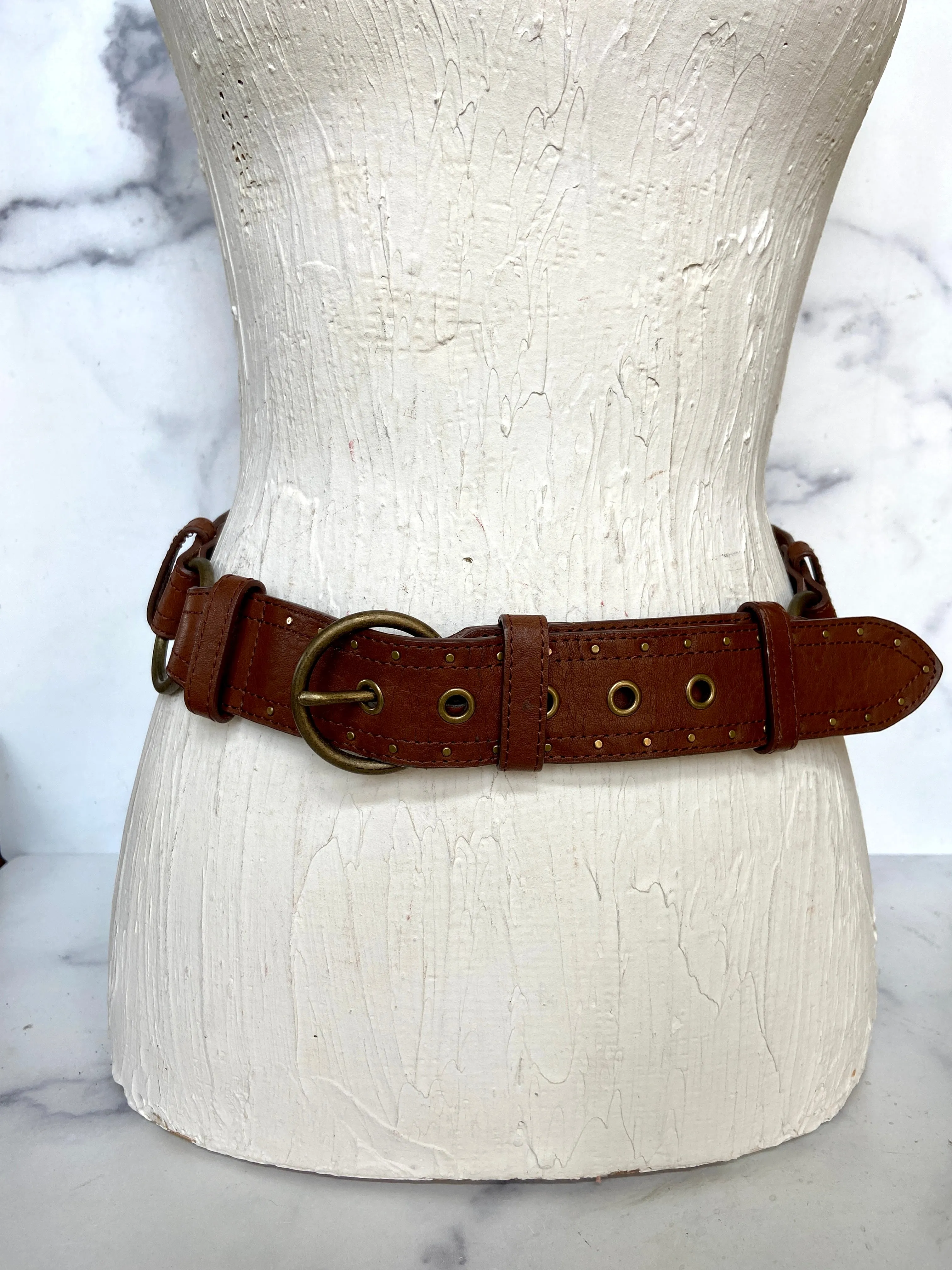 Leather brown waist belt