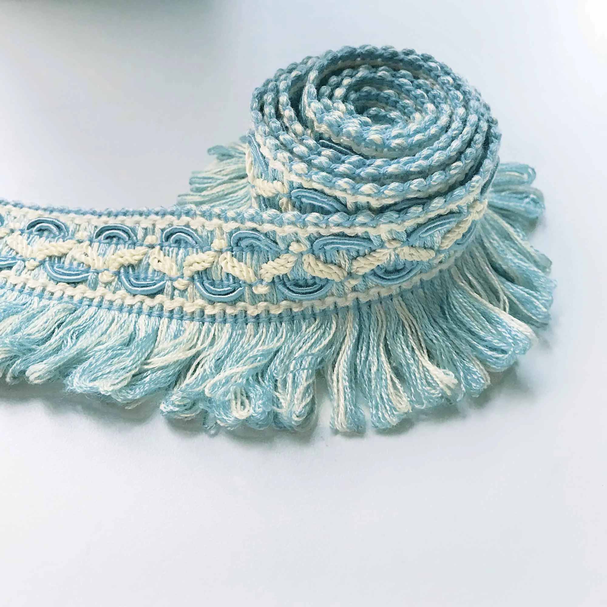 Light Blue and Ivory High Quality Decorative Gimp Trim by the yard