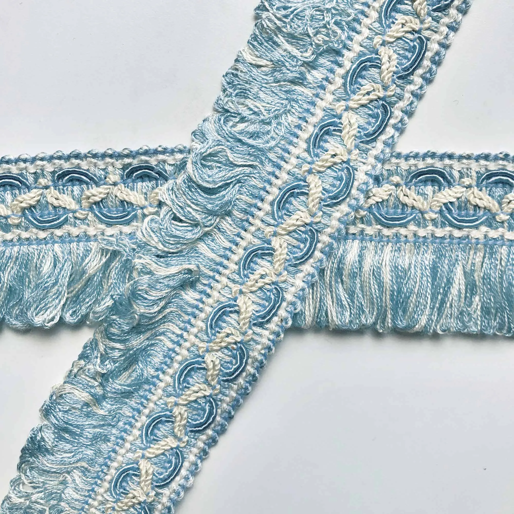 Light Blue and Ivory High Quality Decorative Gimp Trim by the yard