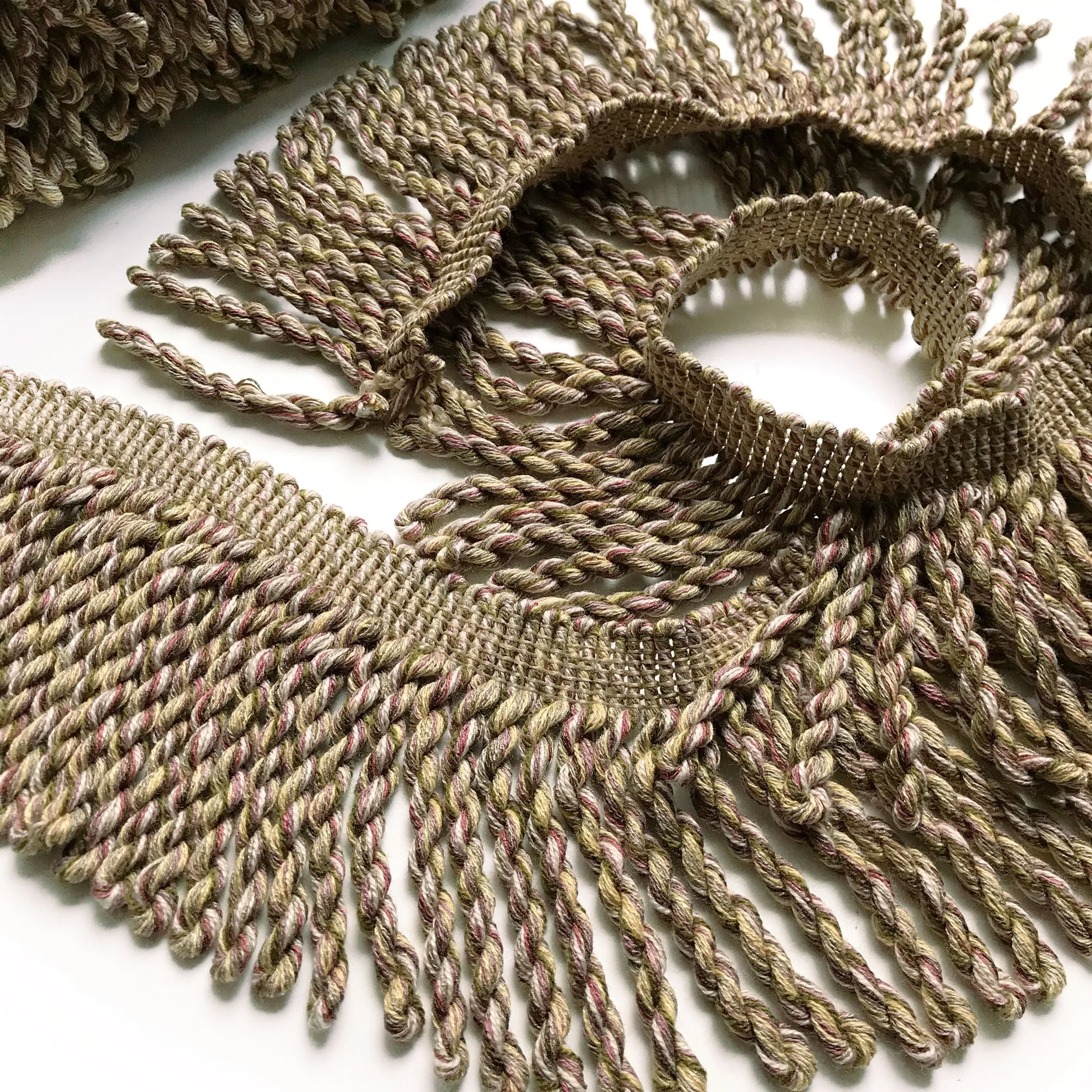 Lilac and Olive Green High Quality Decorative Bullion Fringe Trim by the yard