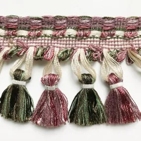 Lilac and Olive Green High Quality Decorative Tassel Trim by the yard