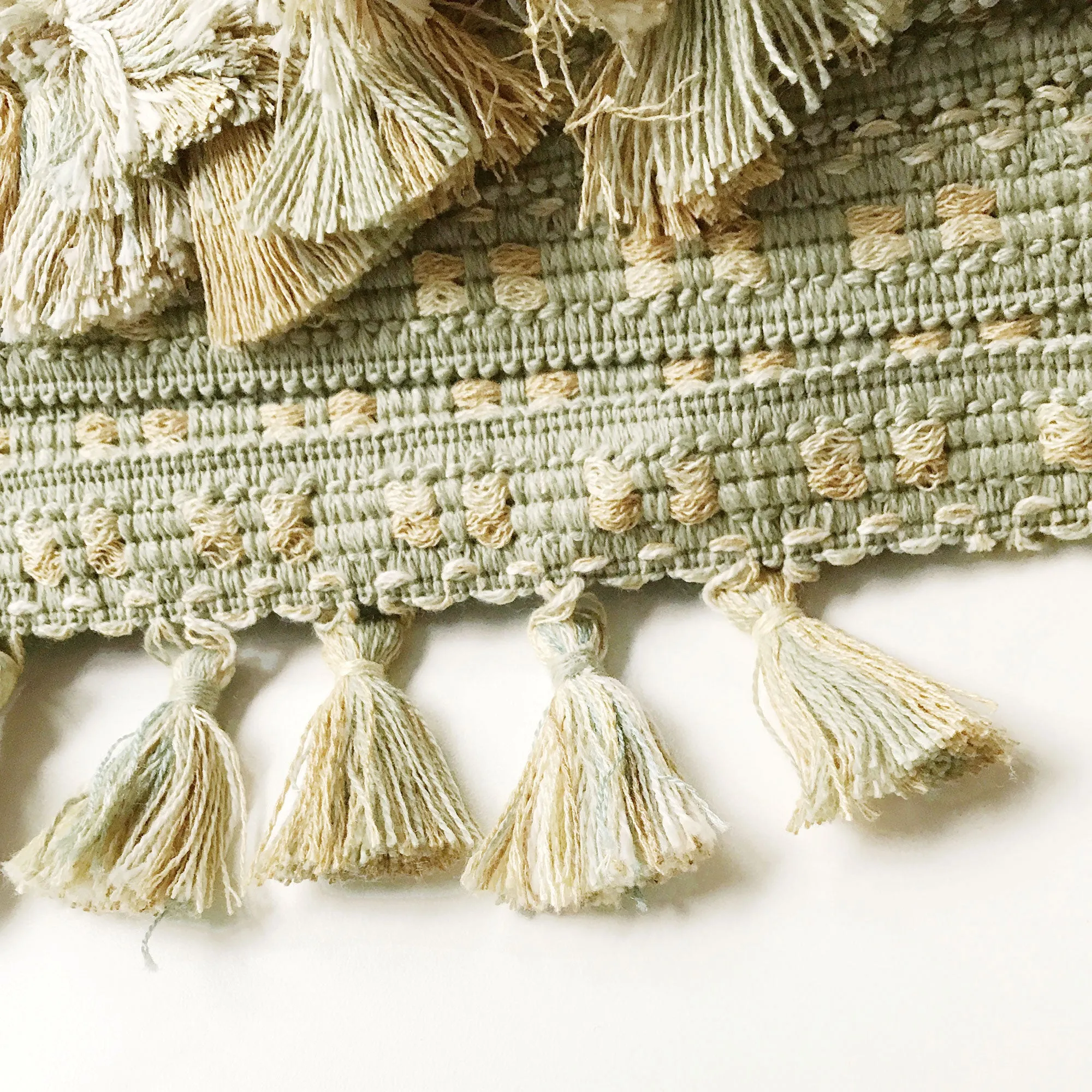 Lime and neutral High Quality Decorative Tassel Trim by the yard