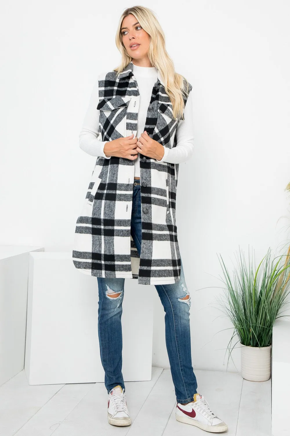 Long Plaid Vest