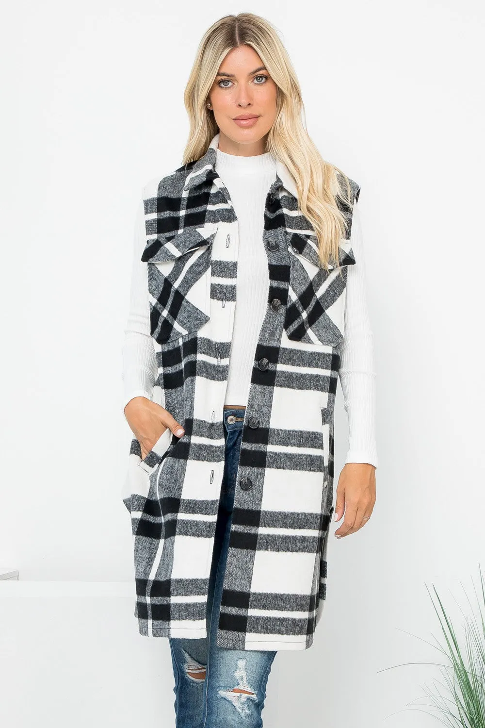 Long Plaid Vest