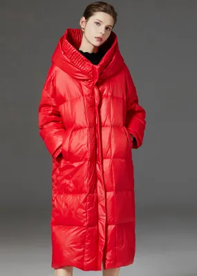 Loose Hooded Quilted Down Puffer Long Overcoat