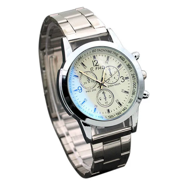 Luxury Brand Men's Stainless Steel Watch Famous Brand Blue Glass Analog Quartz Hour Men Wrist Watches relogio masculino