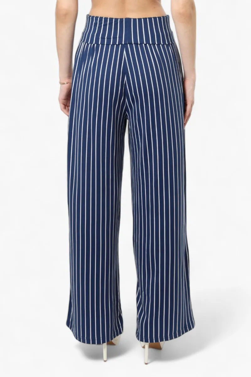 Majora Striped High Waist Palazo Pants - Blue