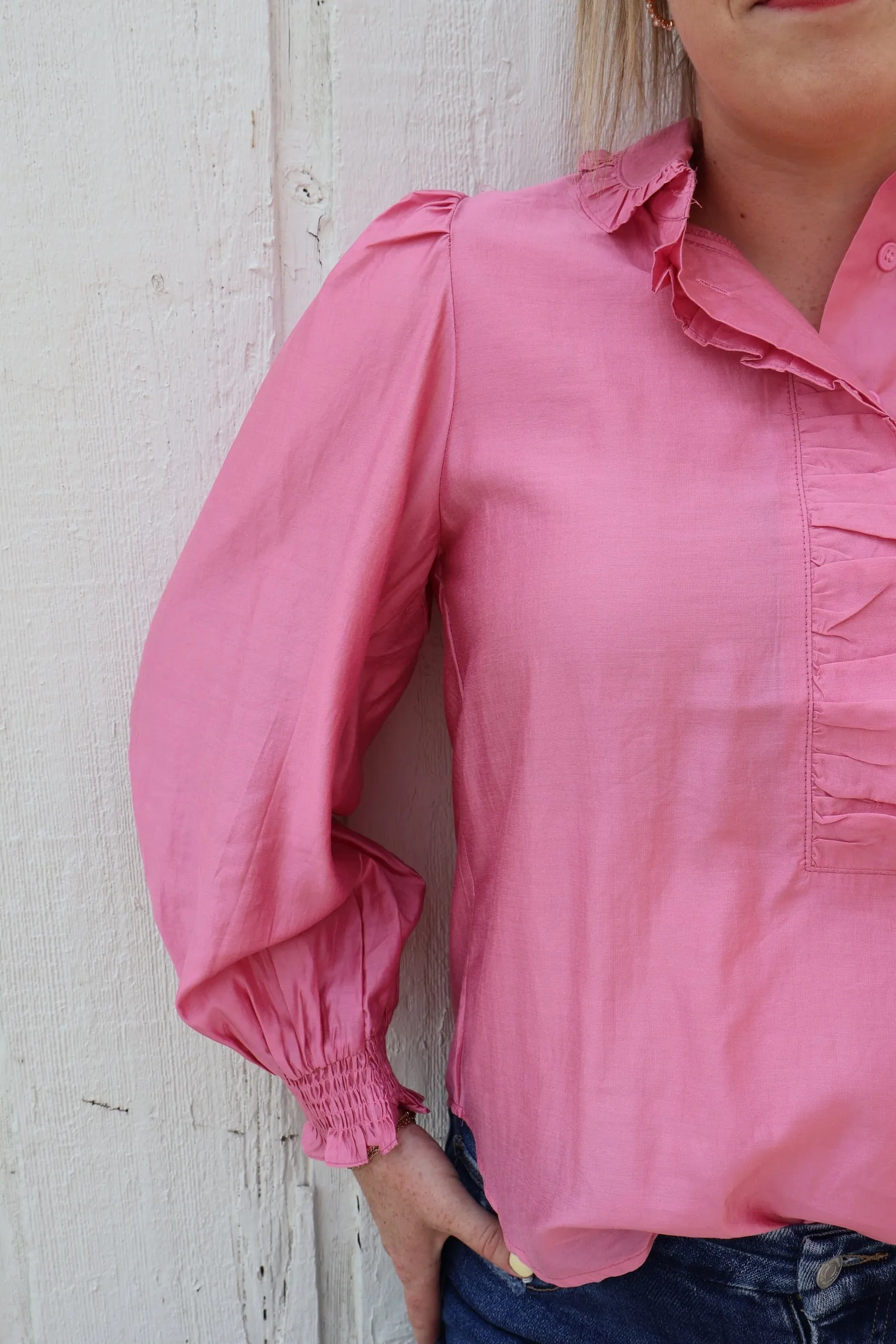 Marcy Ruffled Collar Button Down Shirt