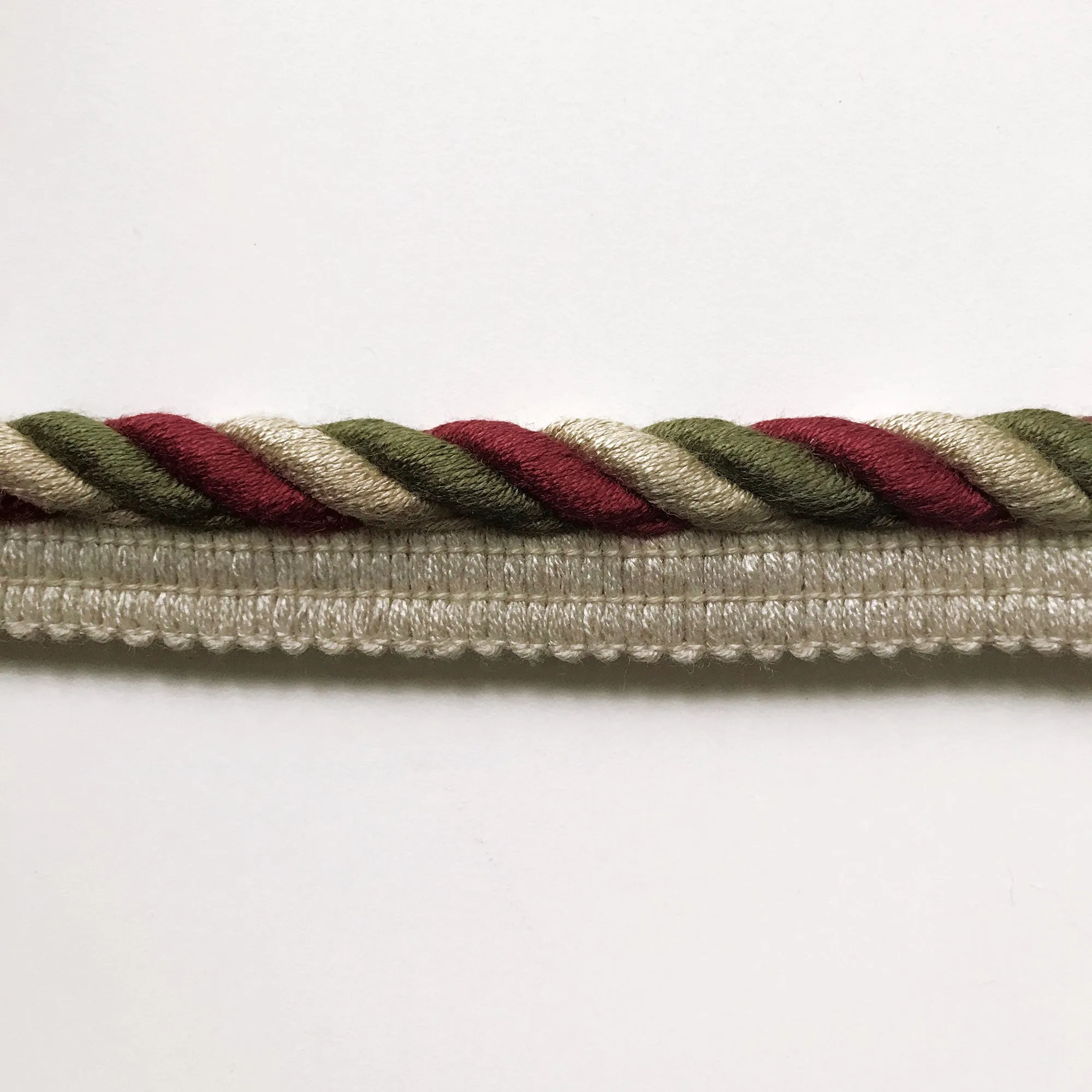 Maroon and Moss Green High Quality Decorative Lip Cord Trim by the yard