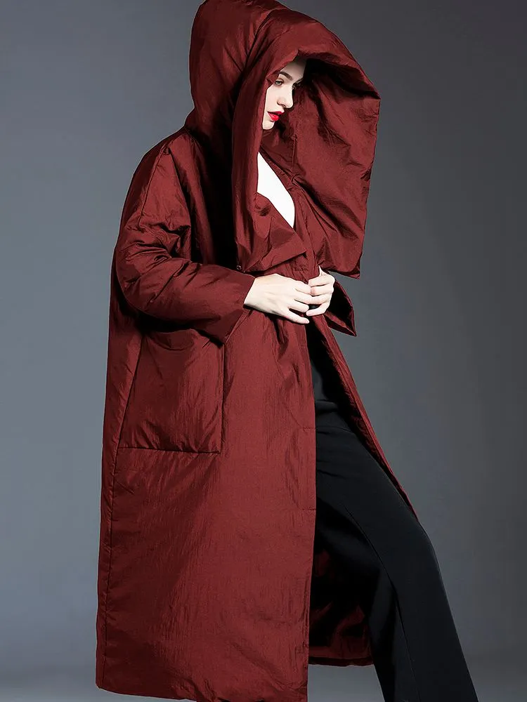 Matt Big Hooded Collar Loose Down Puffer Coat