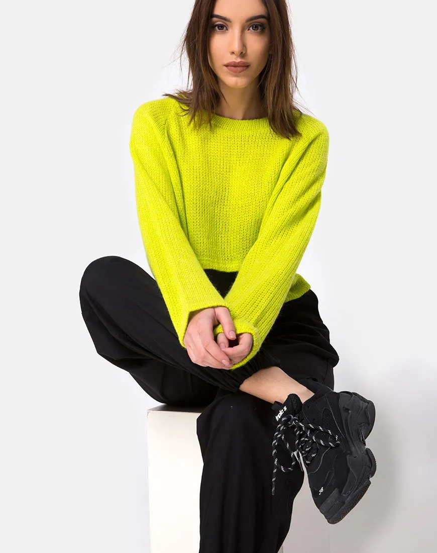 Melvie Cropped Sweater in Lime