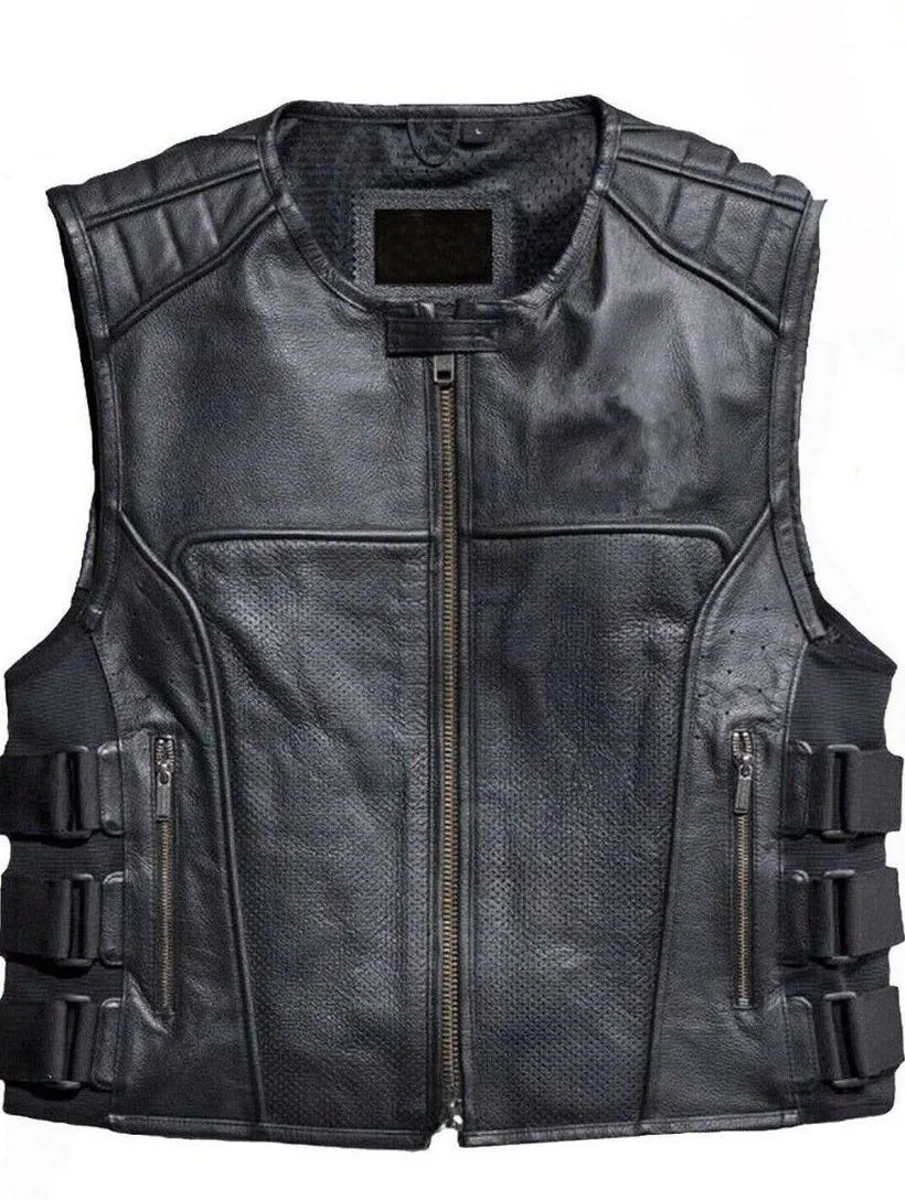 Men Swat Leather Vest - Bikers Vest