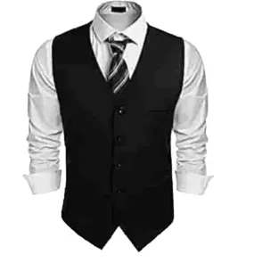 men,s business suit vest slim fit dress vest waistcoat (42, 1)