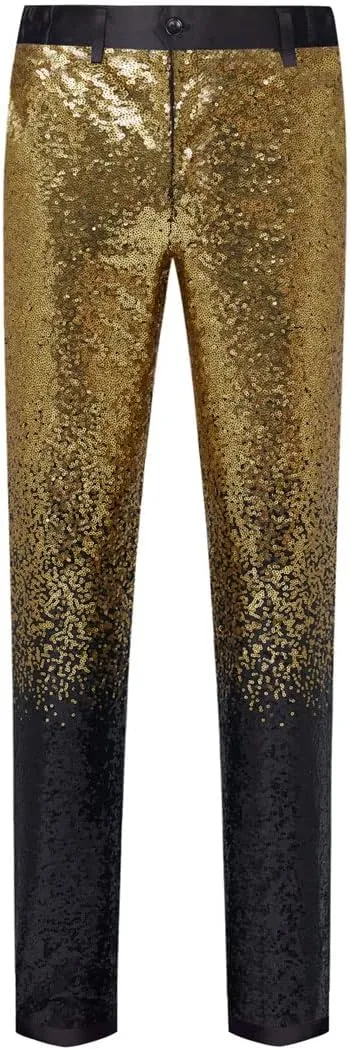 Men's Gradient Blue/Gold Sequin Dress Pants