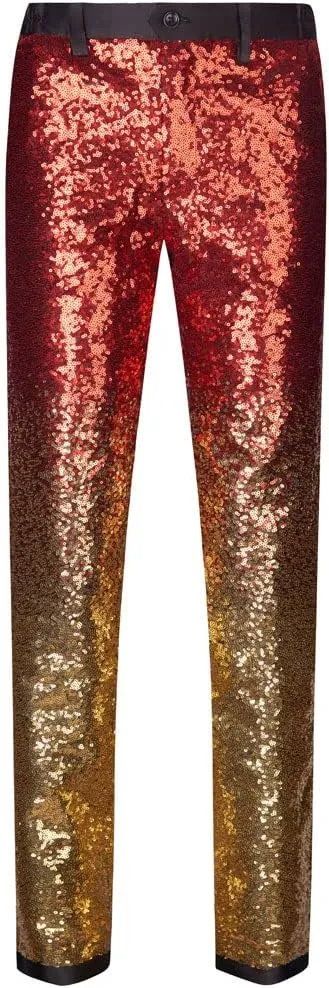 Men's Gradient Blue/Gold Sequin Dress Pants