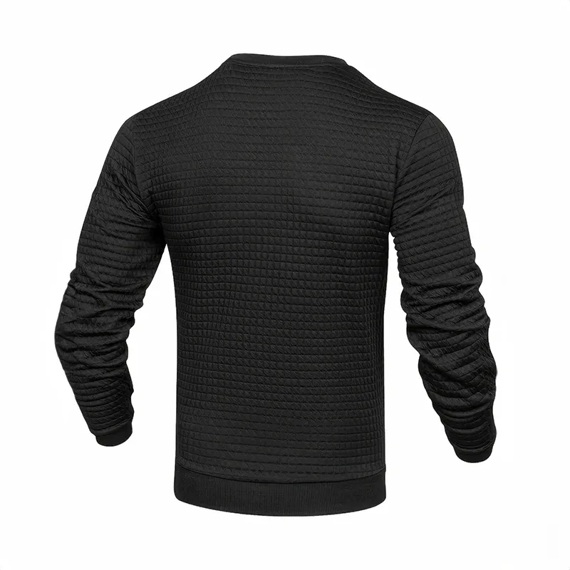 Men's sweater with structure, round neck slim fit jumper