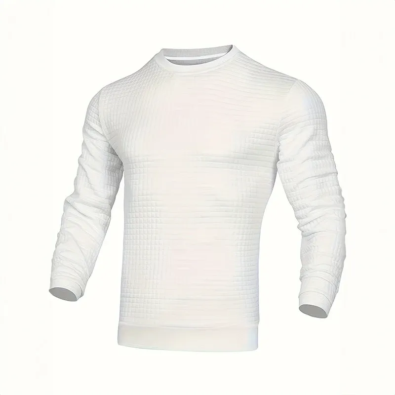 Men's sweater with structure, round neck slim fit jumper