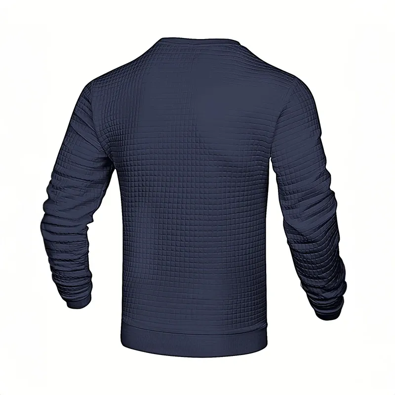 Men's sweater with structure, round neck slim fit jumper