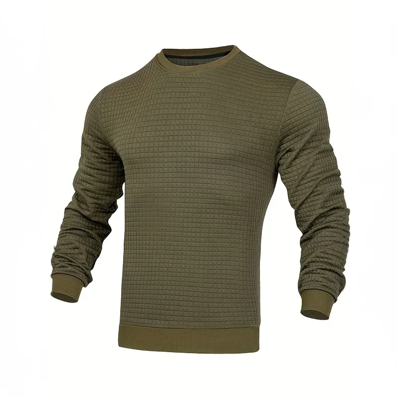 Men's sweater with structure, round neck slim fit jumper