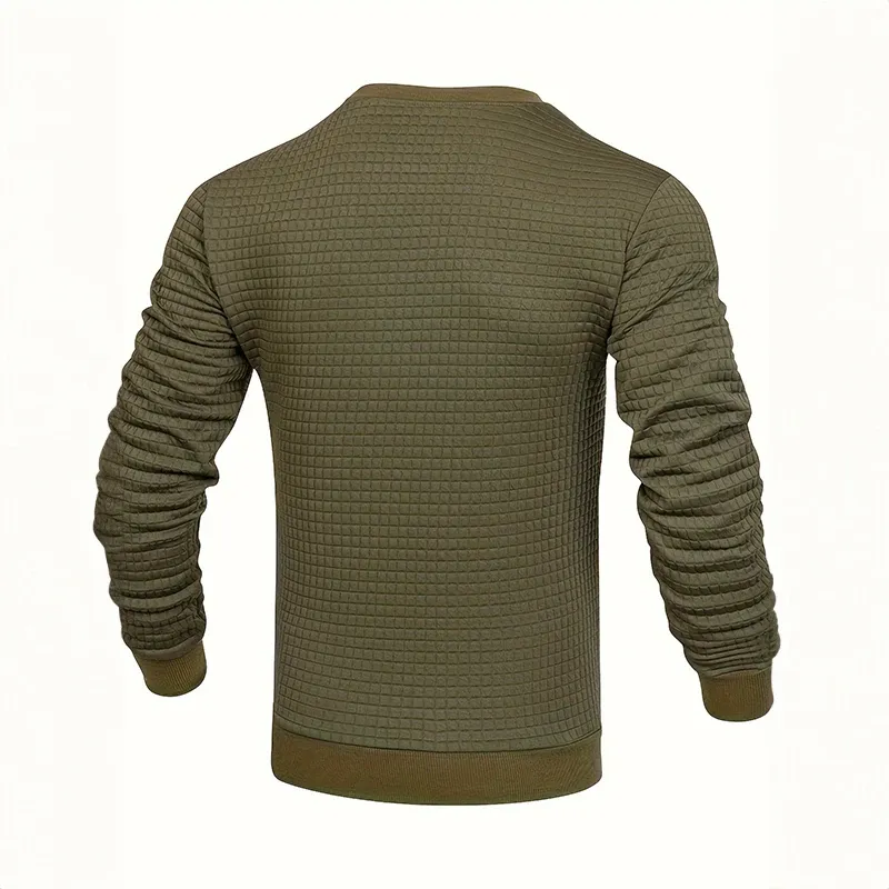 Men's sweater with structure, round neck slim fit jumper