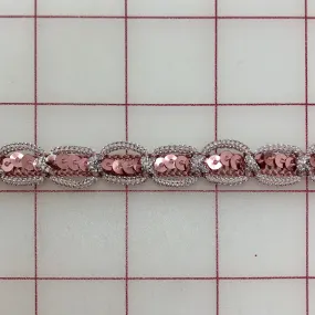 Metallic Trim - 1/2-inch Wide  Sequined Pink and Silver Close-Out