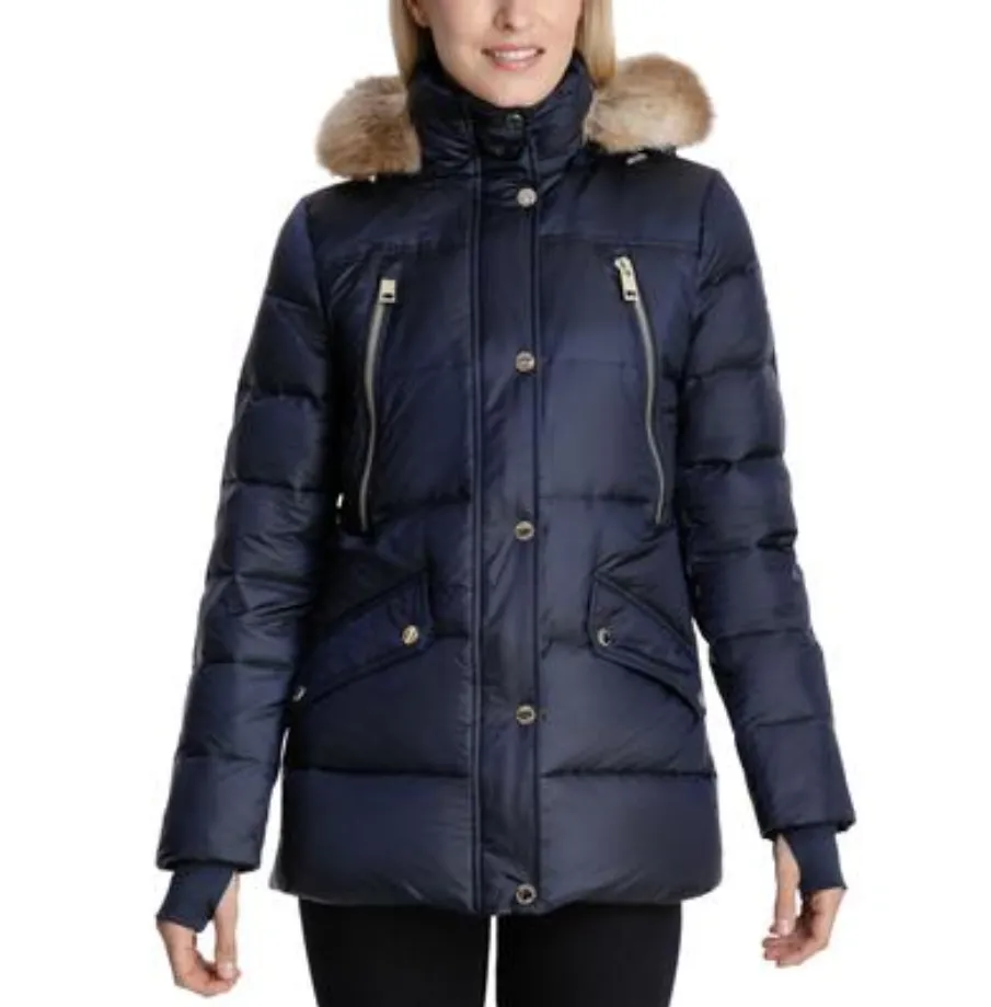 MICHAEL Michael Kors Petite Faux-Fur-Trim Hooded Down Puffer Coat