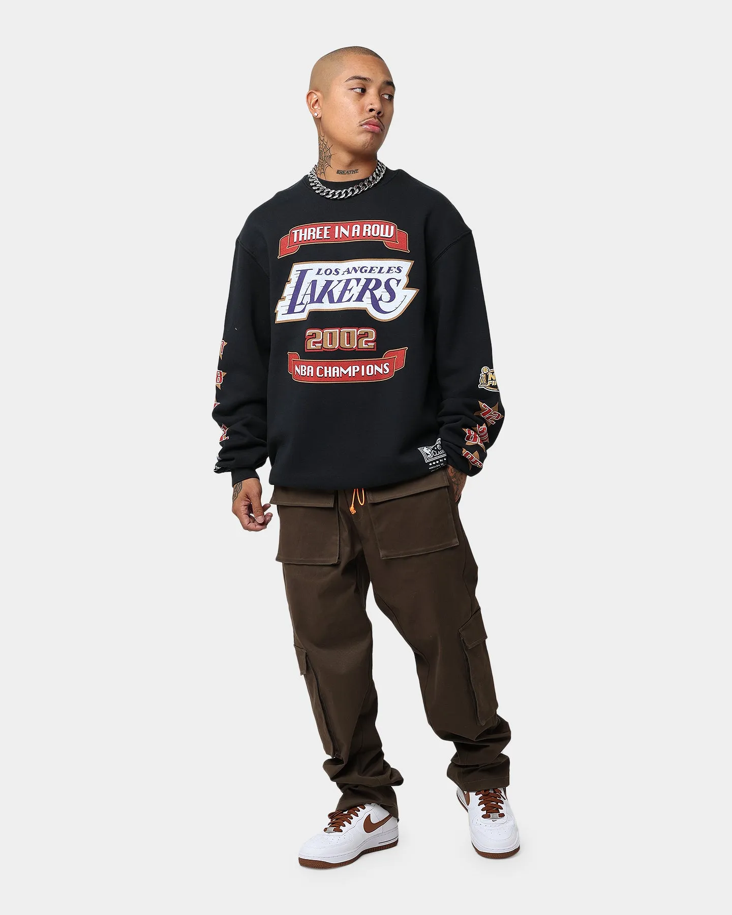 Mitchell & Ness Los Angeles Lakers 3 In A Row Vintage Crewneck Faded Black