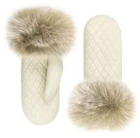 Mitchie's | Quilted Leather Mittens with Finn Raccoon Fur Trim