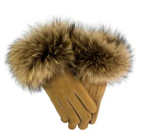 Mitchie's | Sheepskin Gloves With Fox Fur Trim