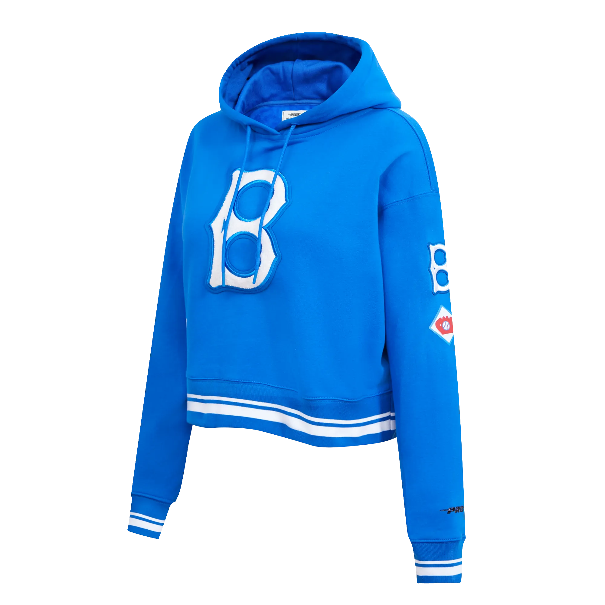 MLB BROOKLYN DODGERS RETRO CLASSIC WOMEN'S CROPPED PO HOODIE (ROYAL BLUE)