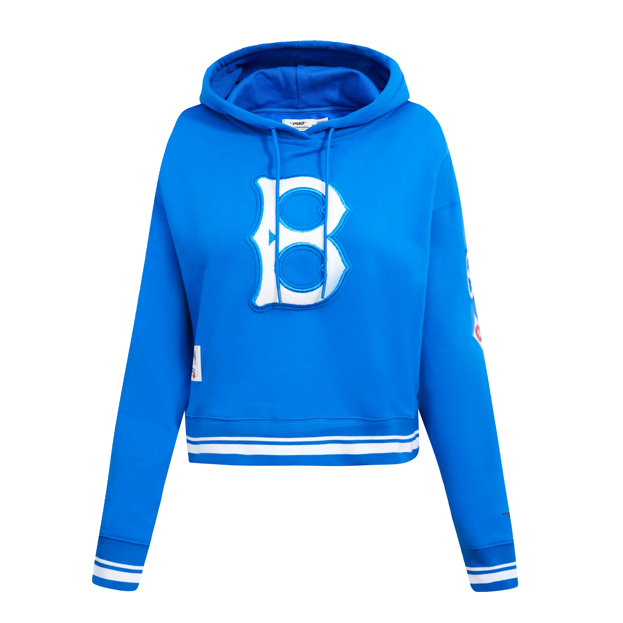 MLB BROOKLYN DODGERS RETRO CLASSIC WOMEN'S CROPPED PO HOODIE (ROYAL BLUE)