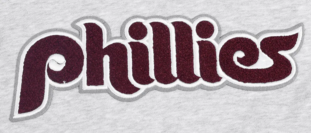 MLB PHILADELPHIA PHILLIES RETRO CLASSIC WOMEN'S CROPPED PO HOODIE (HEATHER GREY)