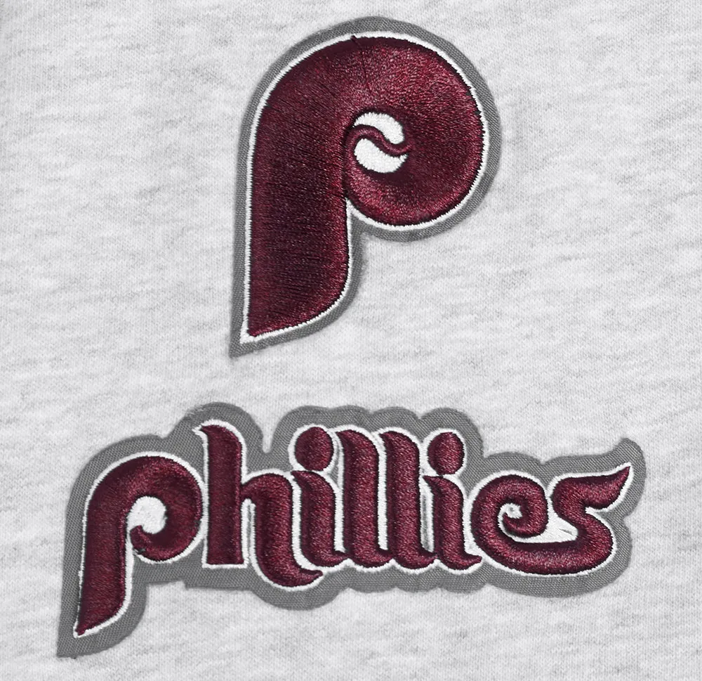 MLB PHILADELPHIA PHILLIES RETRO CLASSIC WOMEN'S CROPPED PO HOODIE (HEATHER GREY)