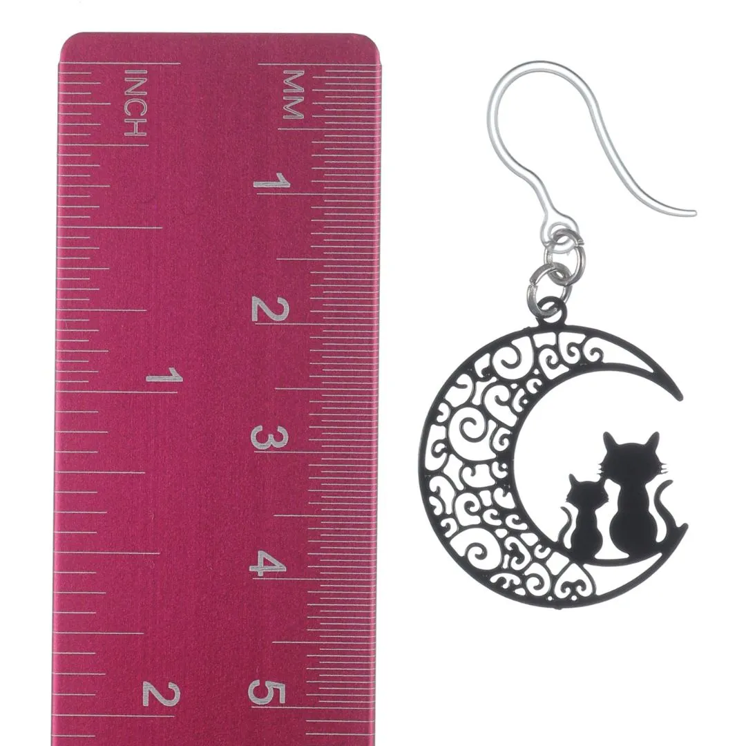 Moon Cats Dangles Hypoallergenic Earrings for Sensitive Ears Made with Plastic Posts