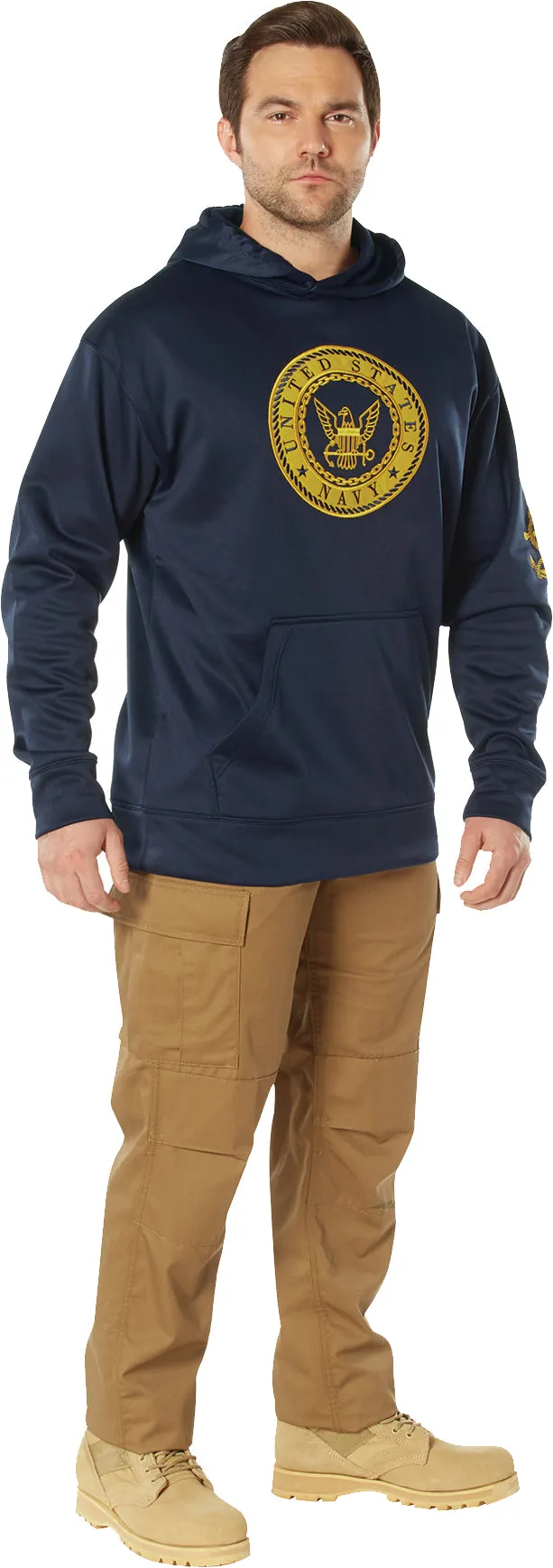 Navy Emblem Pullover Hooded Sweatshirt