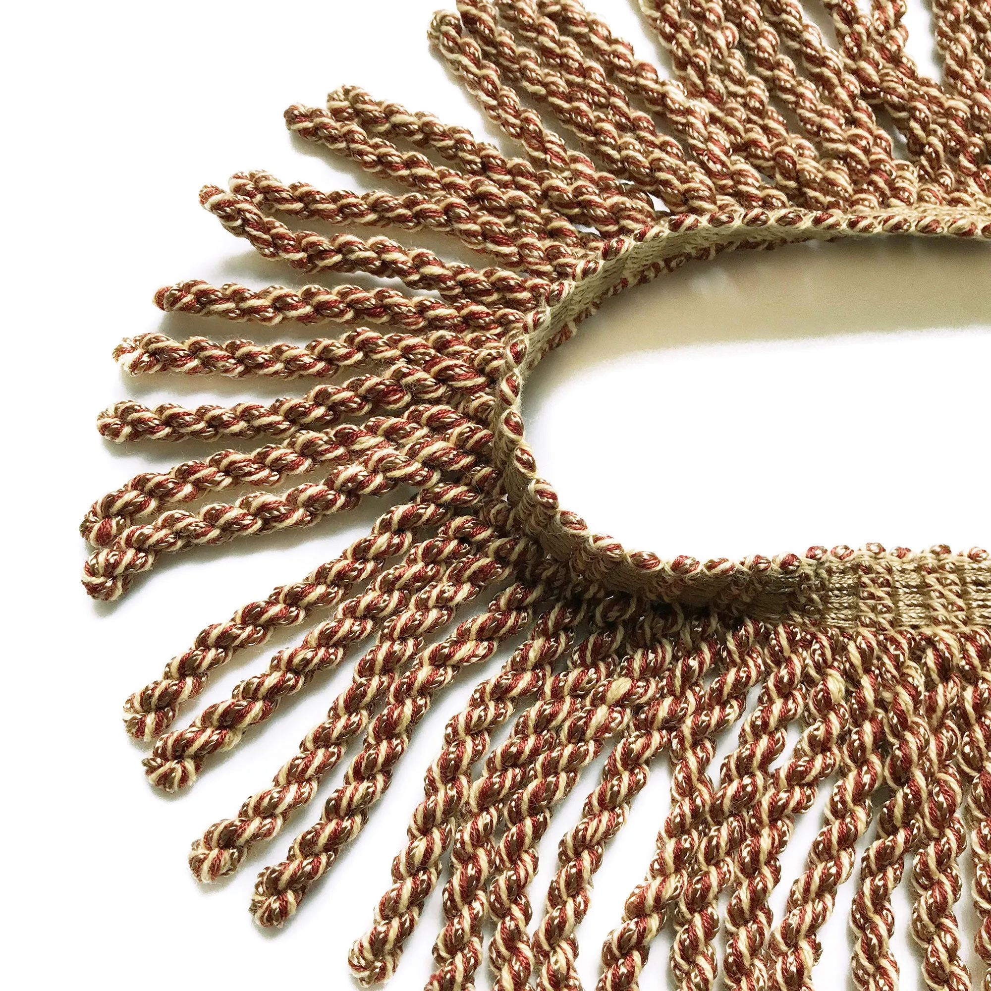 Neutral and Rust High Quality Decorative Bullion Fringe Trim by the yard