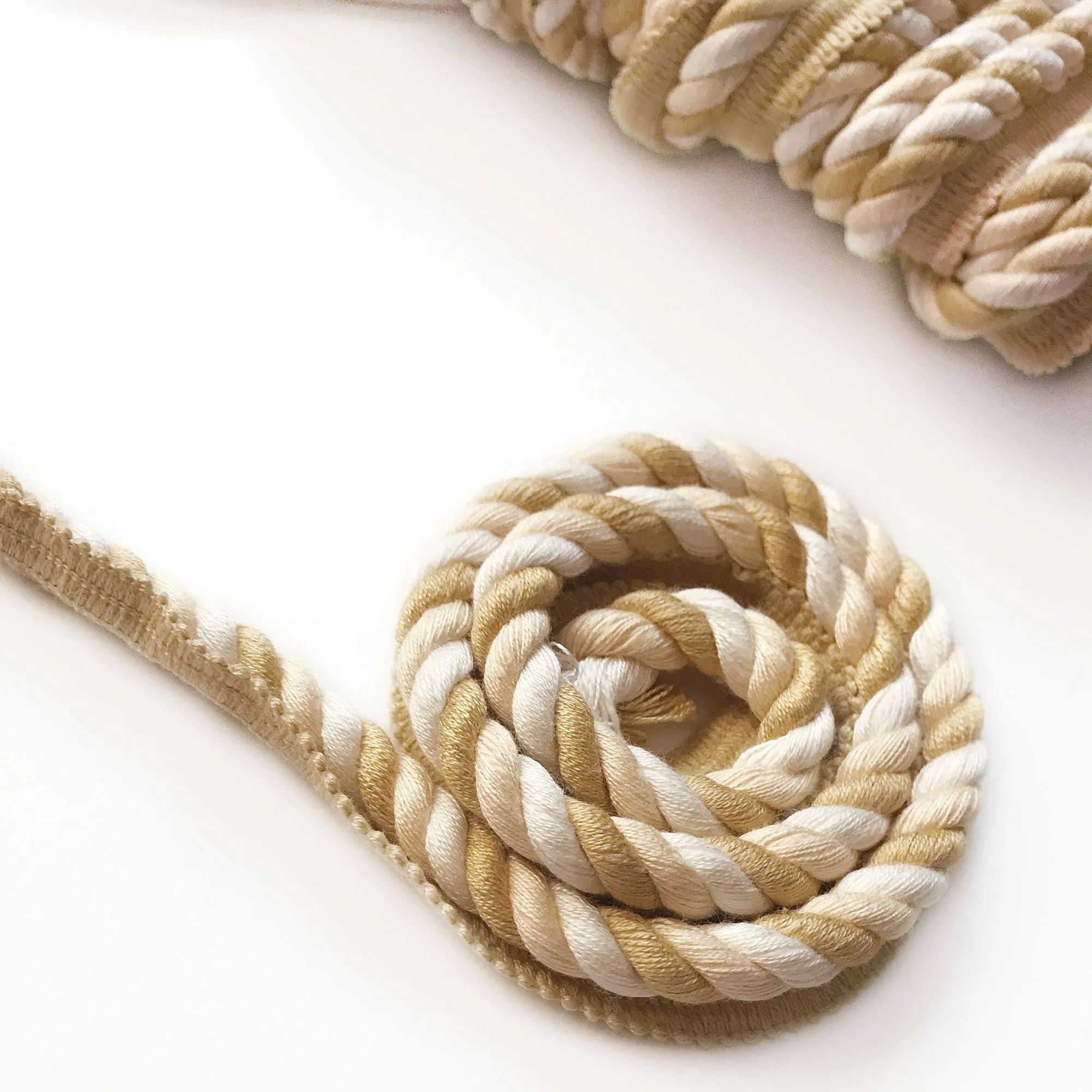 Neutral and Yellow High Quality Decorative Lip Cord Trim by the yard