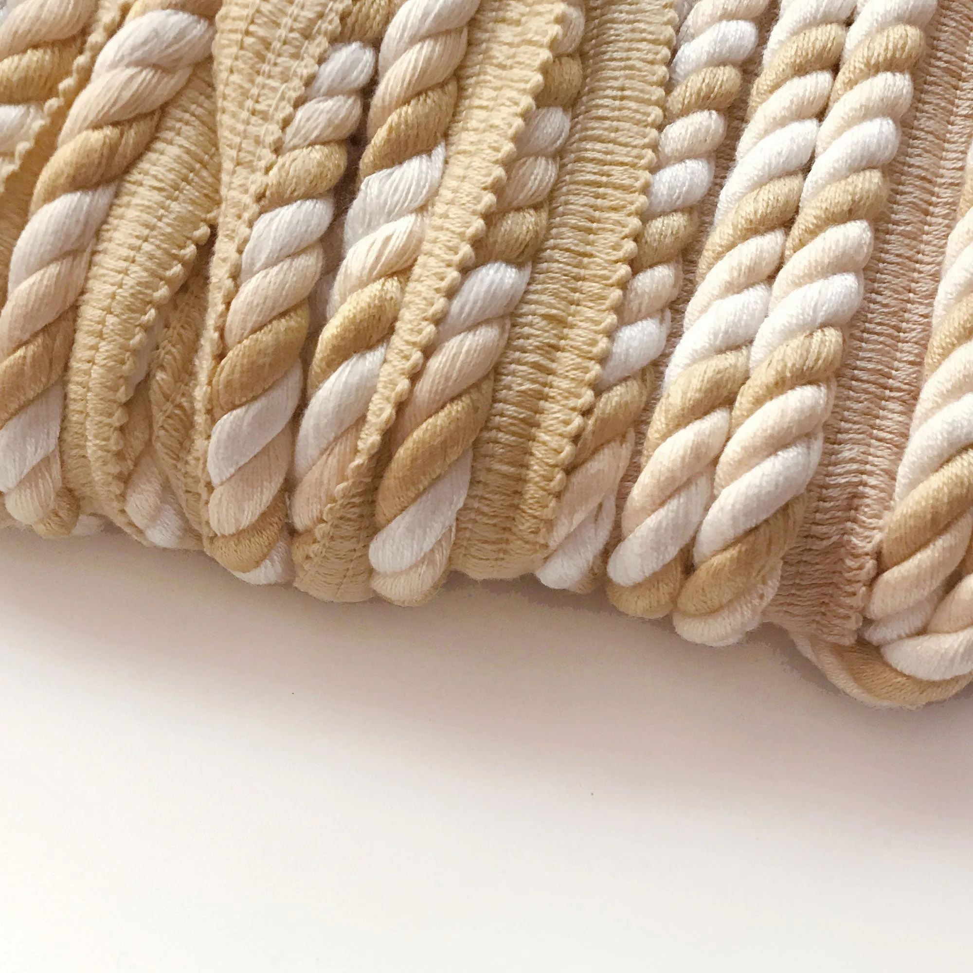 Neutral and Yellow High Quality Decorative Lip Cord Trim by the yard