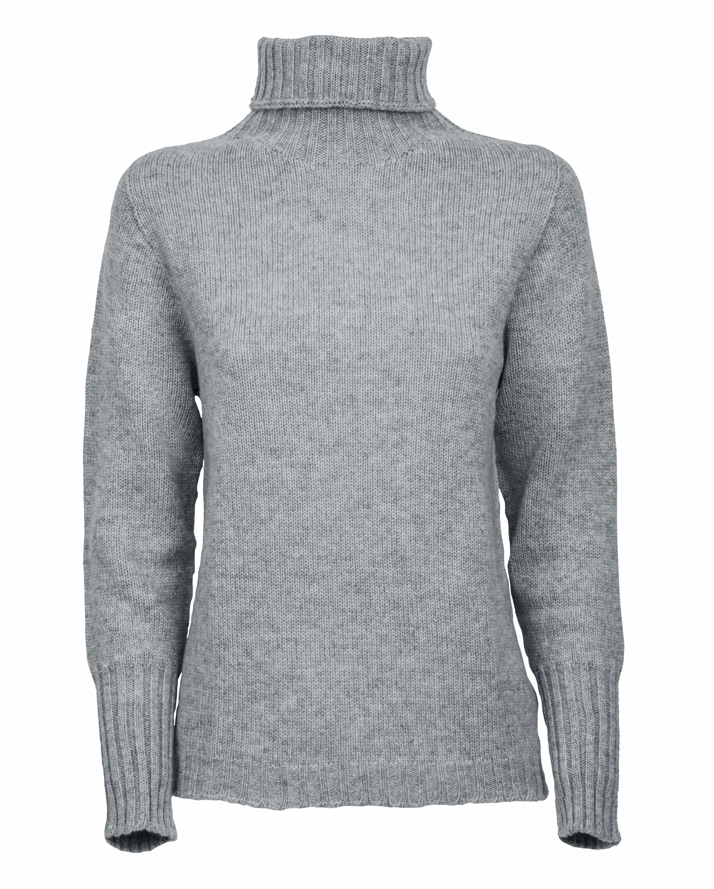 NEW FALL 24 - Women's Classic Cashmere Turtleneck Sweater Melange Gray