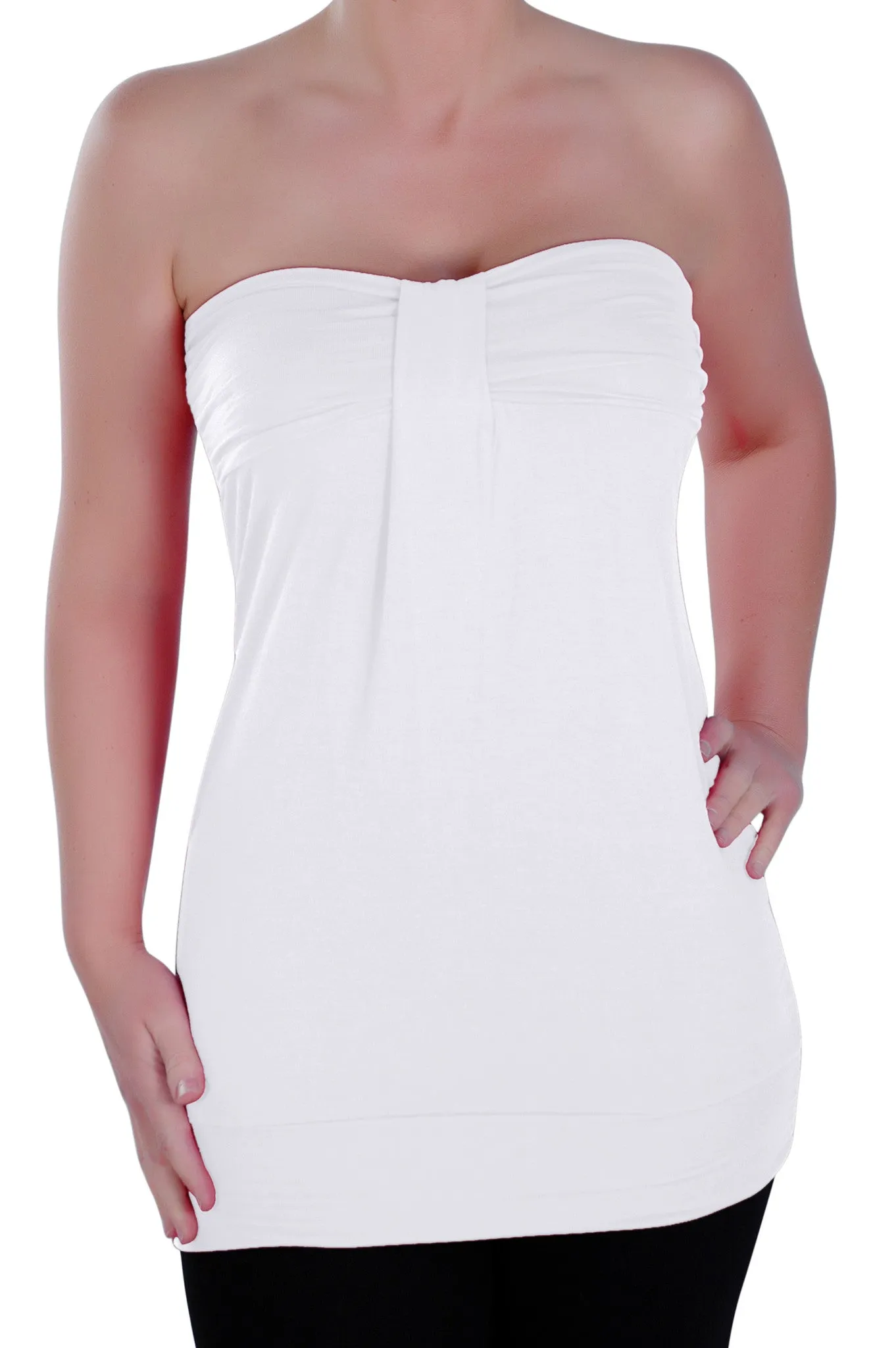 Nicole Sleeveless Ruched Strapless Top