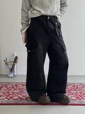 Nine Straight Mid-High Waist Cargo Pants