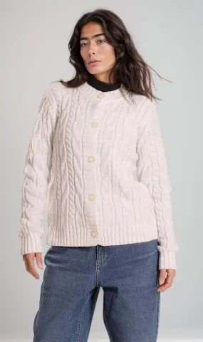 o198956-CABLE-KNIT CARDIGAN - WHITE