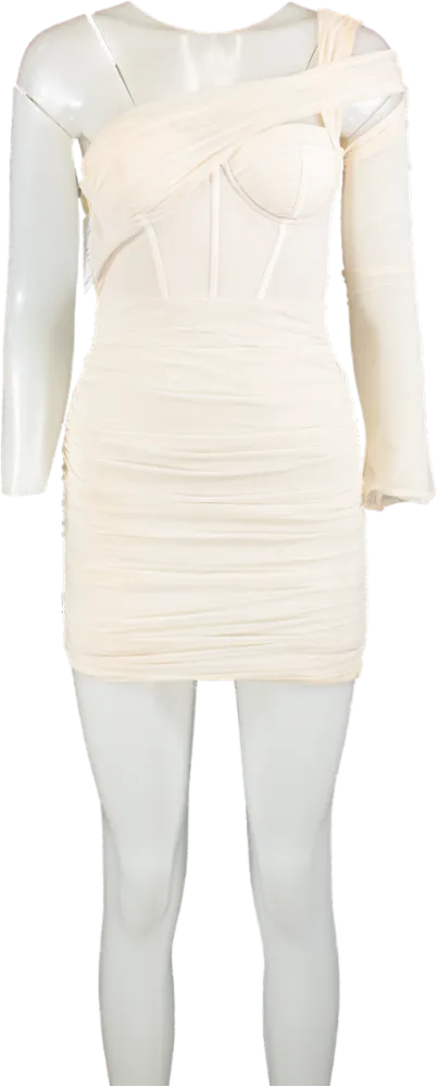 Oh Polly Cream Off-Shoulder Mini Dress UK 6