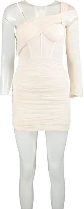 Oh Polly Cream Off-Shoulder Mini Dress UK 6